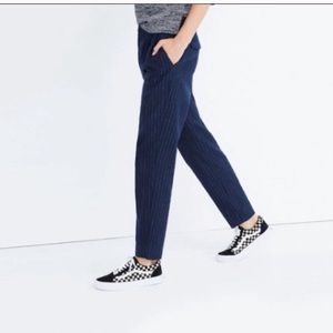 Madewell navy pin striped crop pant size L